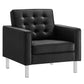 Modway Loft Tufted Vegan Leather Armchair and Ottoman Set FredCo