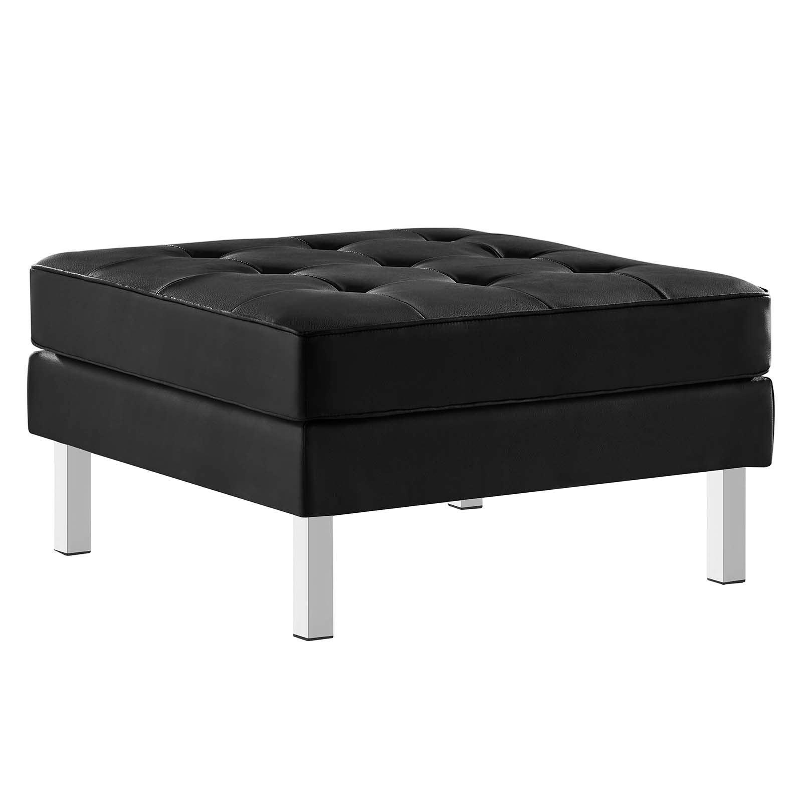Modway Loft Tufted Vegan Leather Armchair and Ottoman Set FredCo