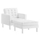 Modway Loft Tufted Vegan Leather Armchair and Ottoman Set FredCo
