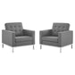 Modway Loft Tufted Vegan Leather Armchairs - Set of 2 FredCo