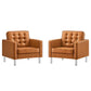 Modway Loft Tufted Vegan Leather Armchairs - Set of 2 FredCo