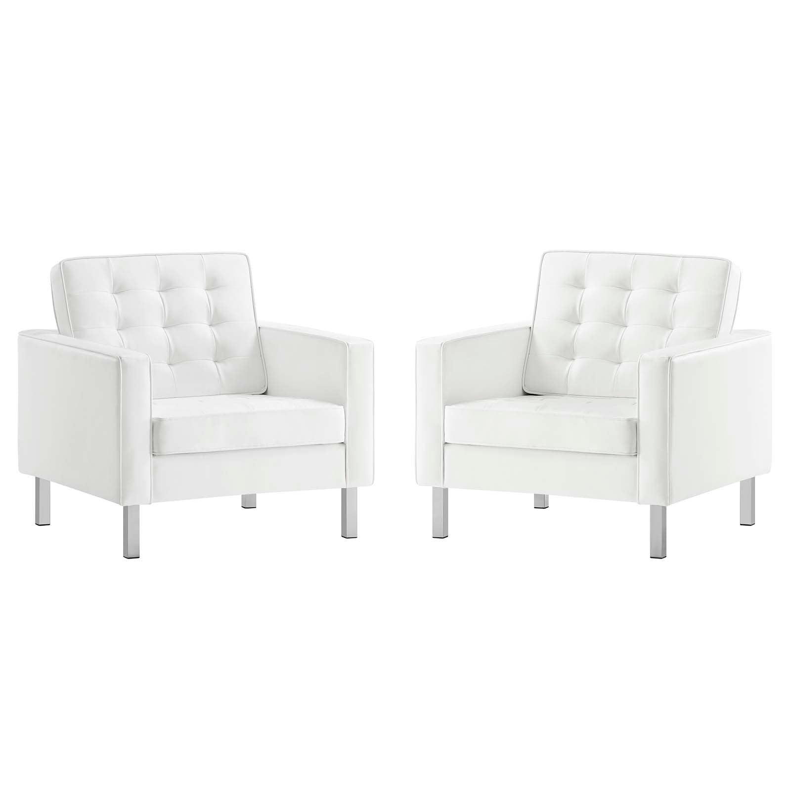 Modway Loft Tufted Vegan Leather Armchairs - Set of 2 FredCo