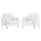 Modway Loft Tufted Vegan Leather Armchairs - Set of 2 FredCo