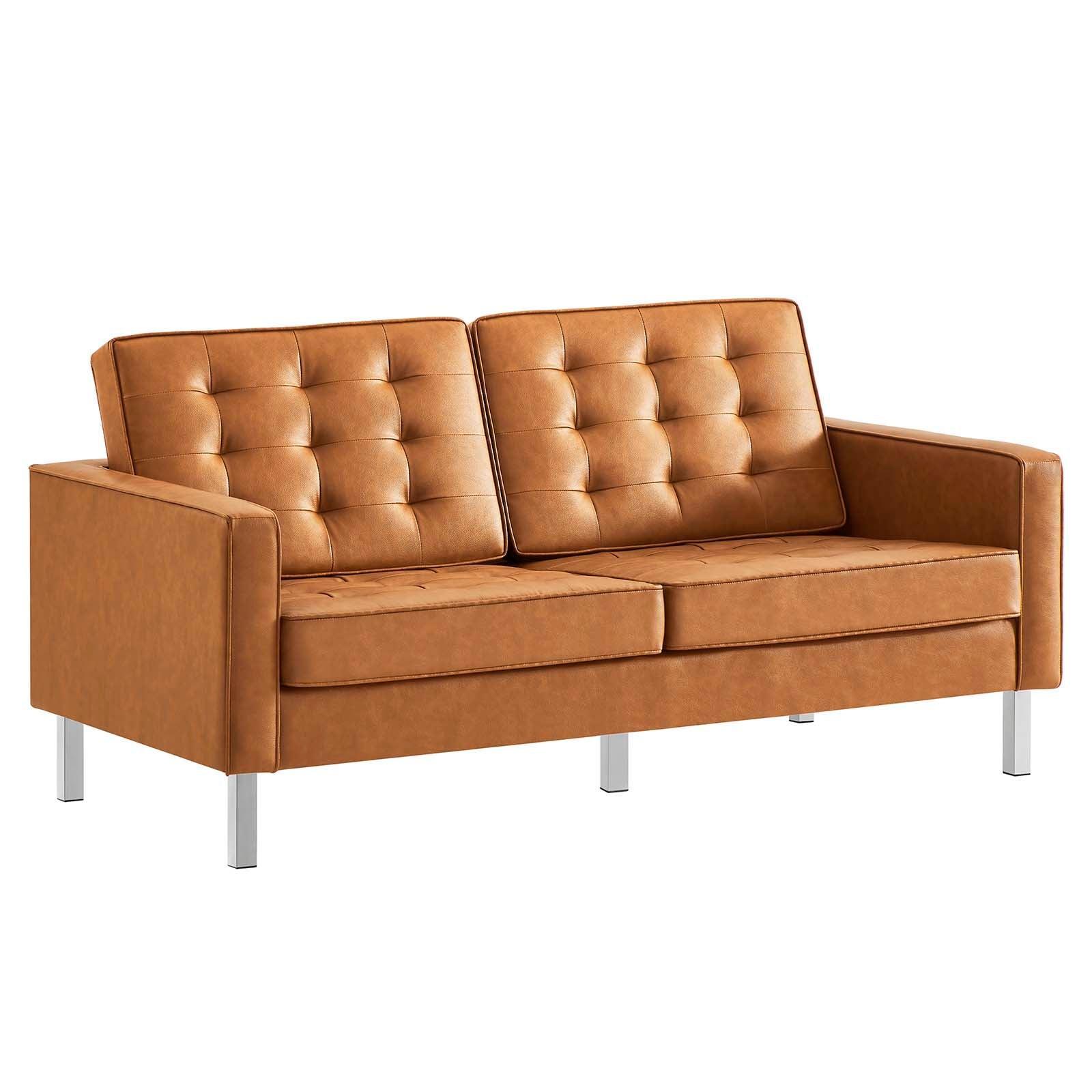 Modway Loft Tufted Vegan Leather Loveseat FredCo