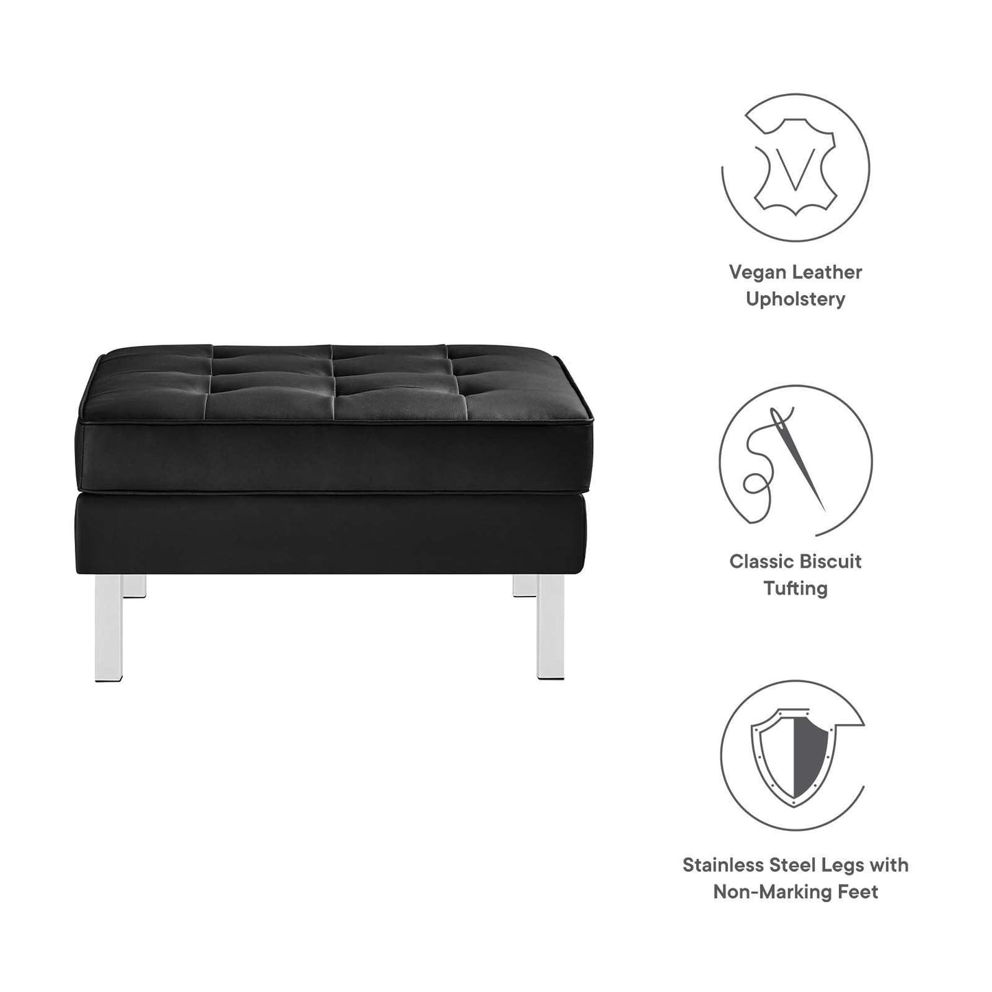 Modway Loft Tufted Vegan Leather Ottoman FredCo