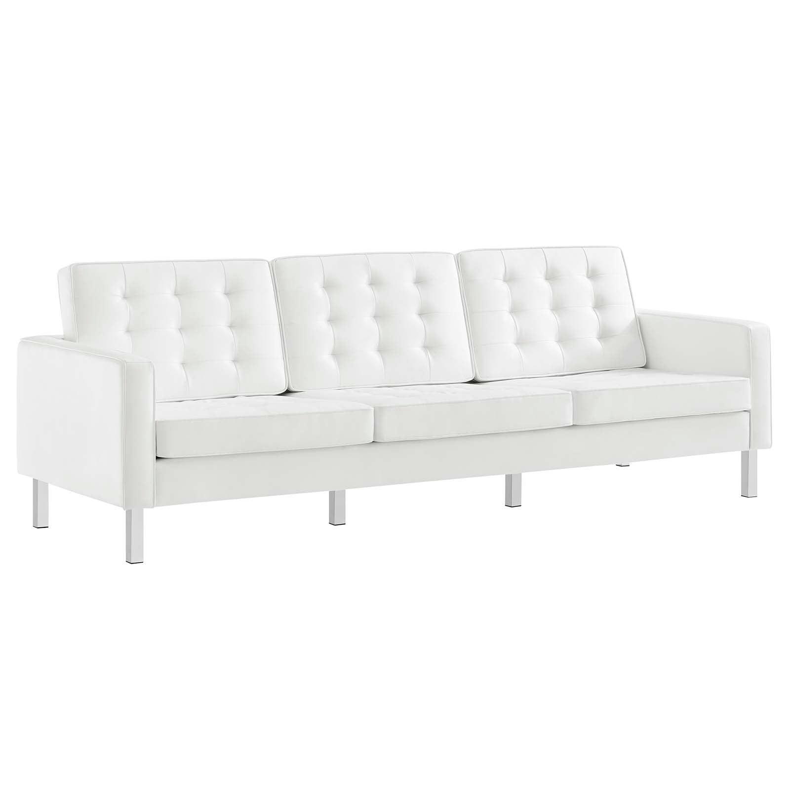 Modway Loft Tufted Vegan Leather Sofa FredCo