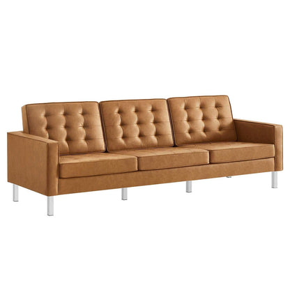 Modway Loft Tufted Vegan Leather Sofa FredCo
