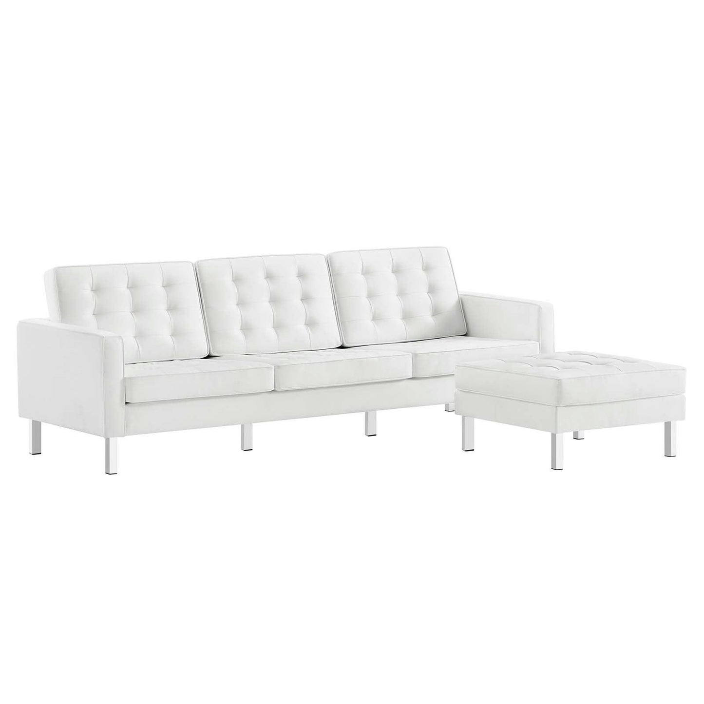 Modway Loft Tufted Vegan Leather Sofa and Ottoman Set FredCo