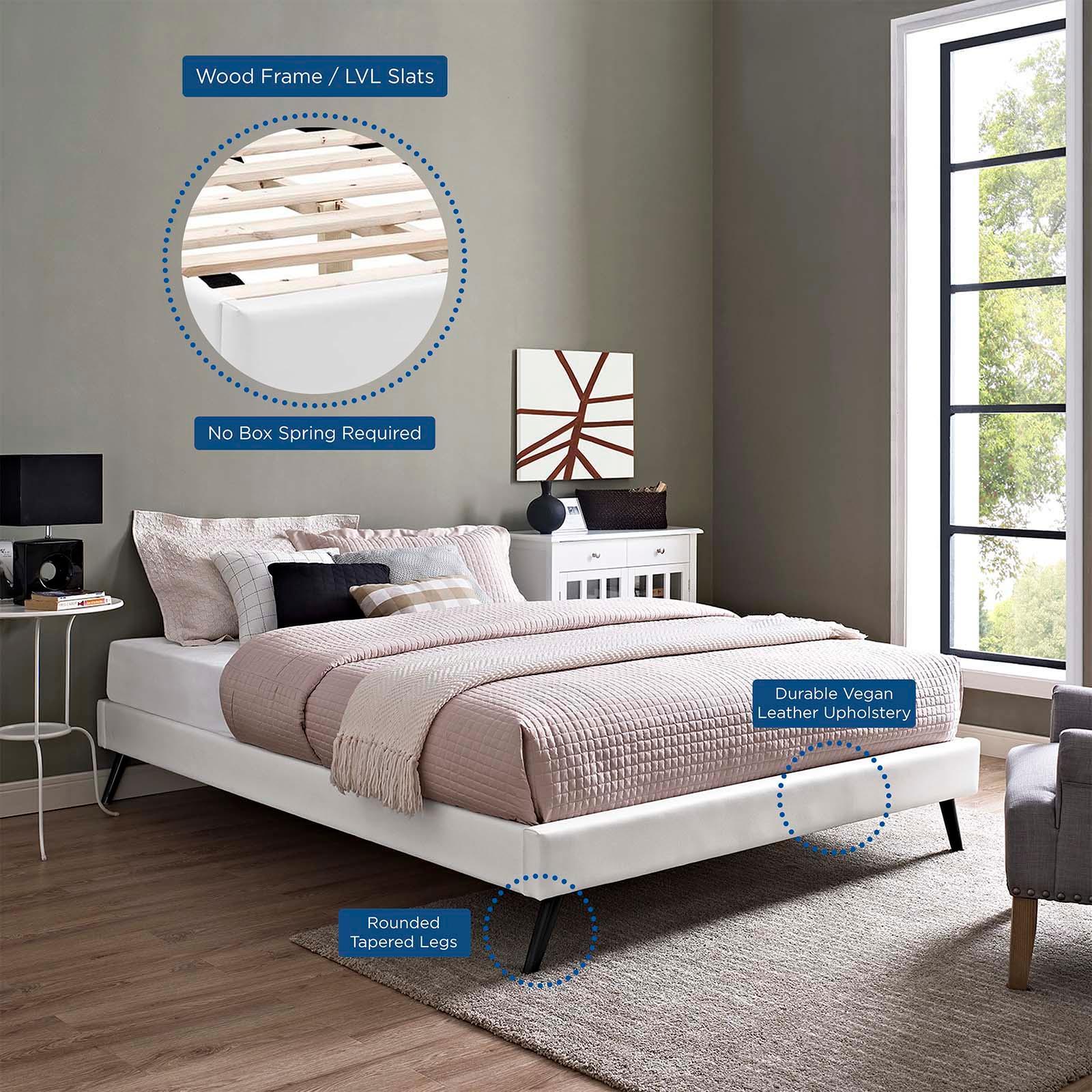 Modway Loryn Full Vinyl Bed Frame with Round Splayed Legs FredCo