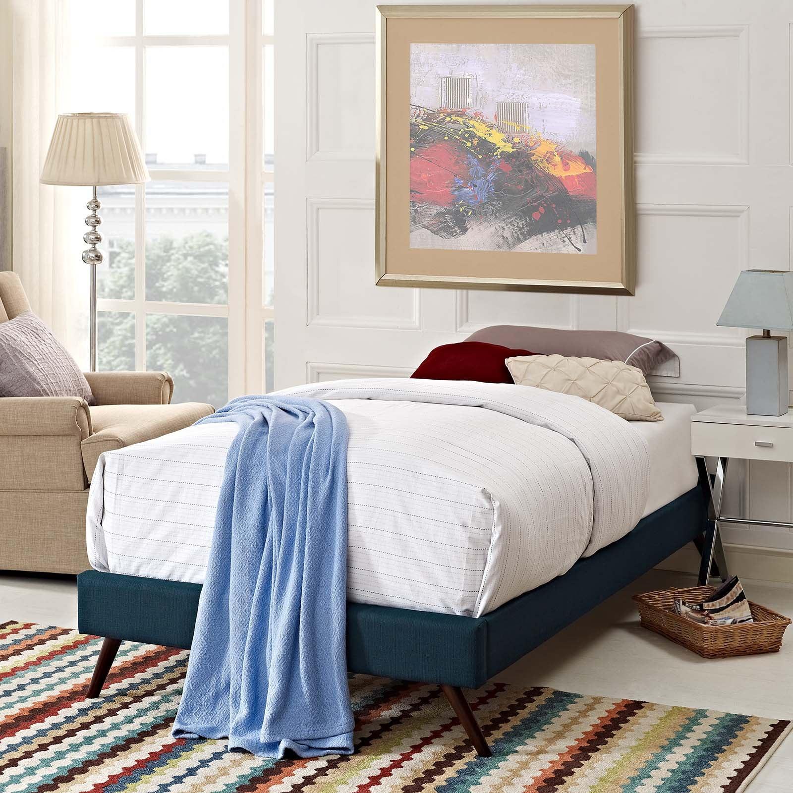 Modway Loryn Twin Fabric Bed Frame with Round Splayed Legs FredCo