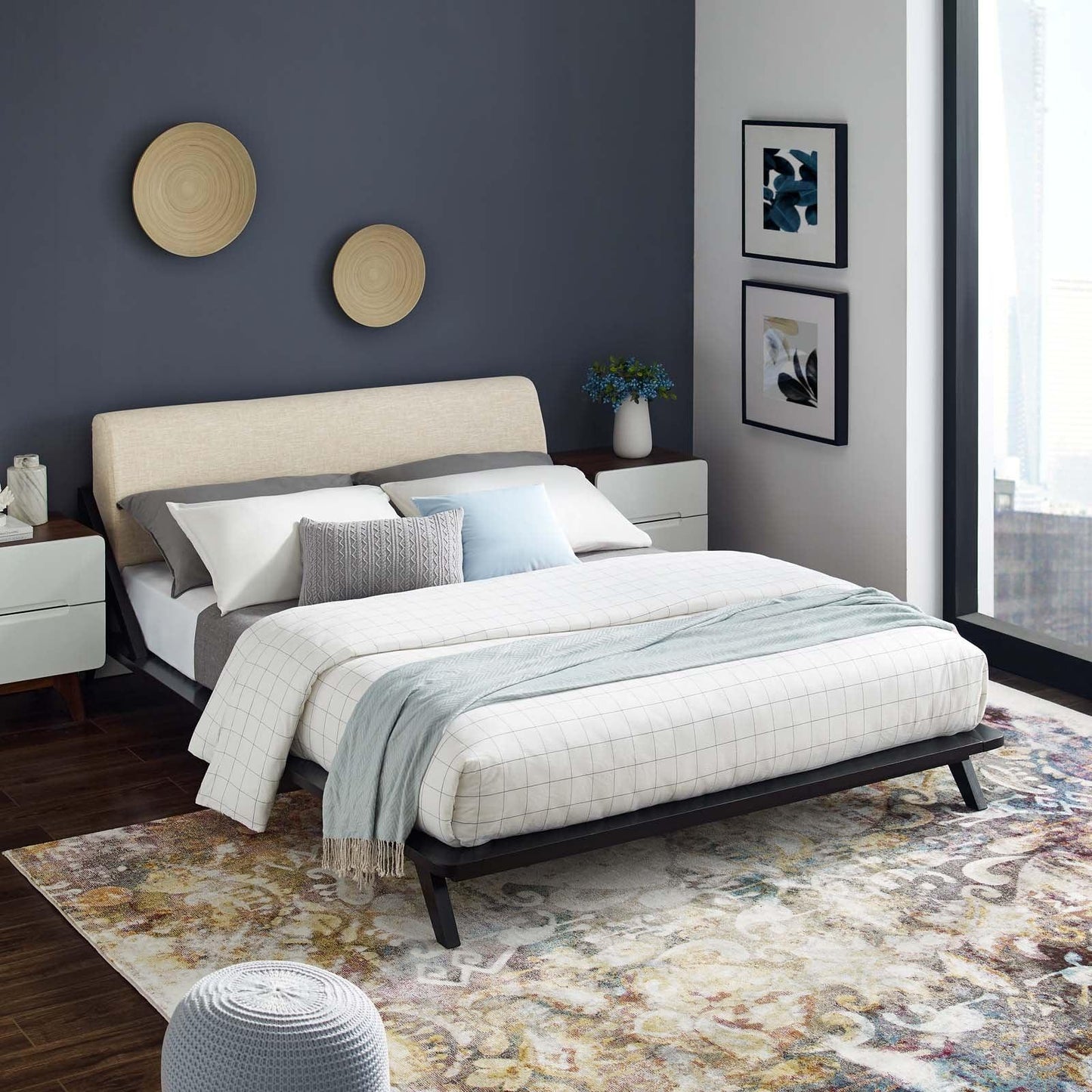Modway Luella Queen Upholstered Fabric Platform Bed FredCo