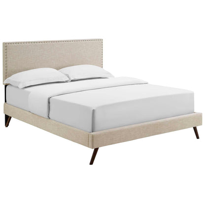 Modway Macie Queen Fabric Platform Bed with Round Splayed Legs FredCo