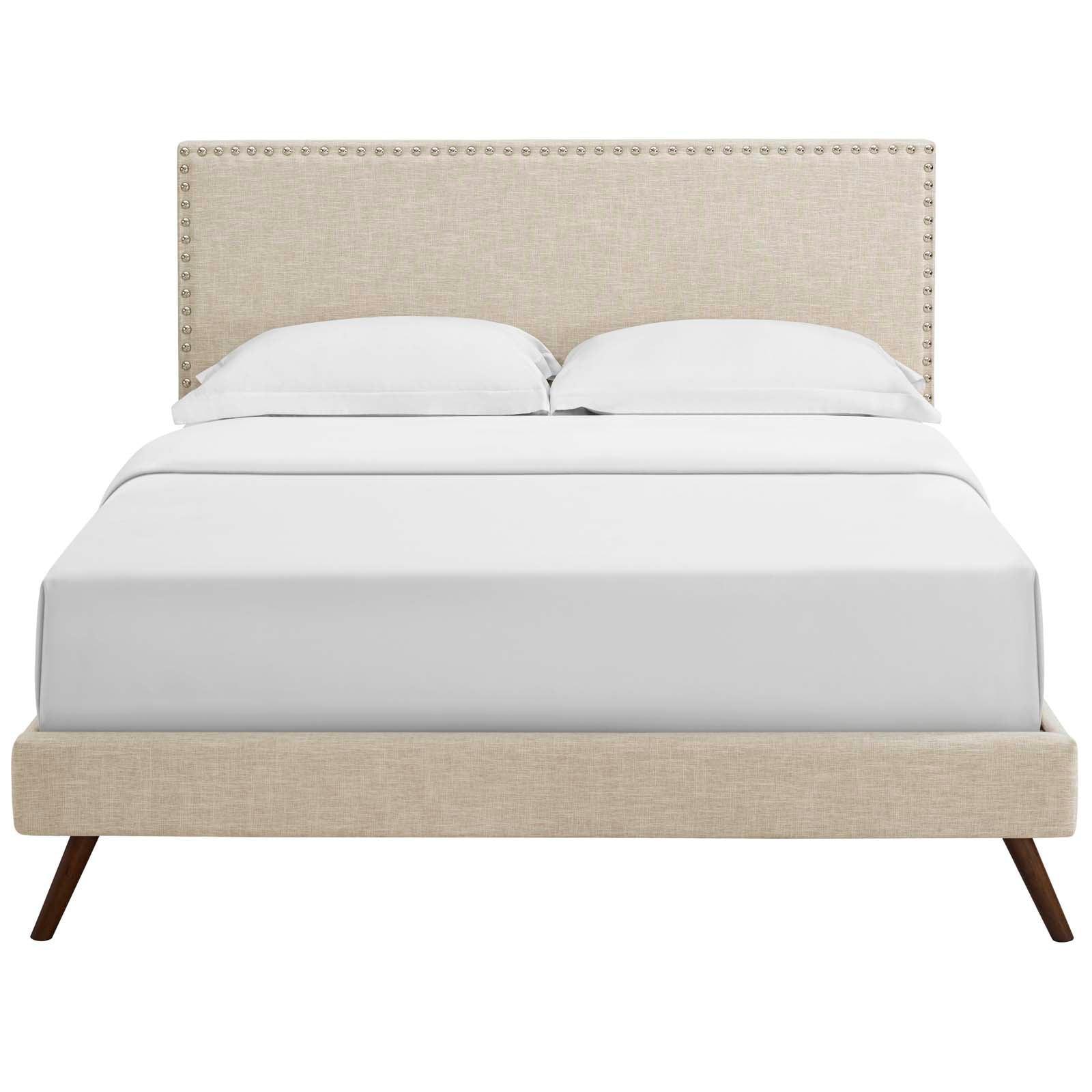 Modway Macie Queen Fabric Platform Bed with Round Splayed Legs FredCo