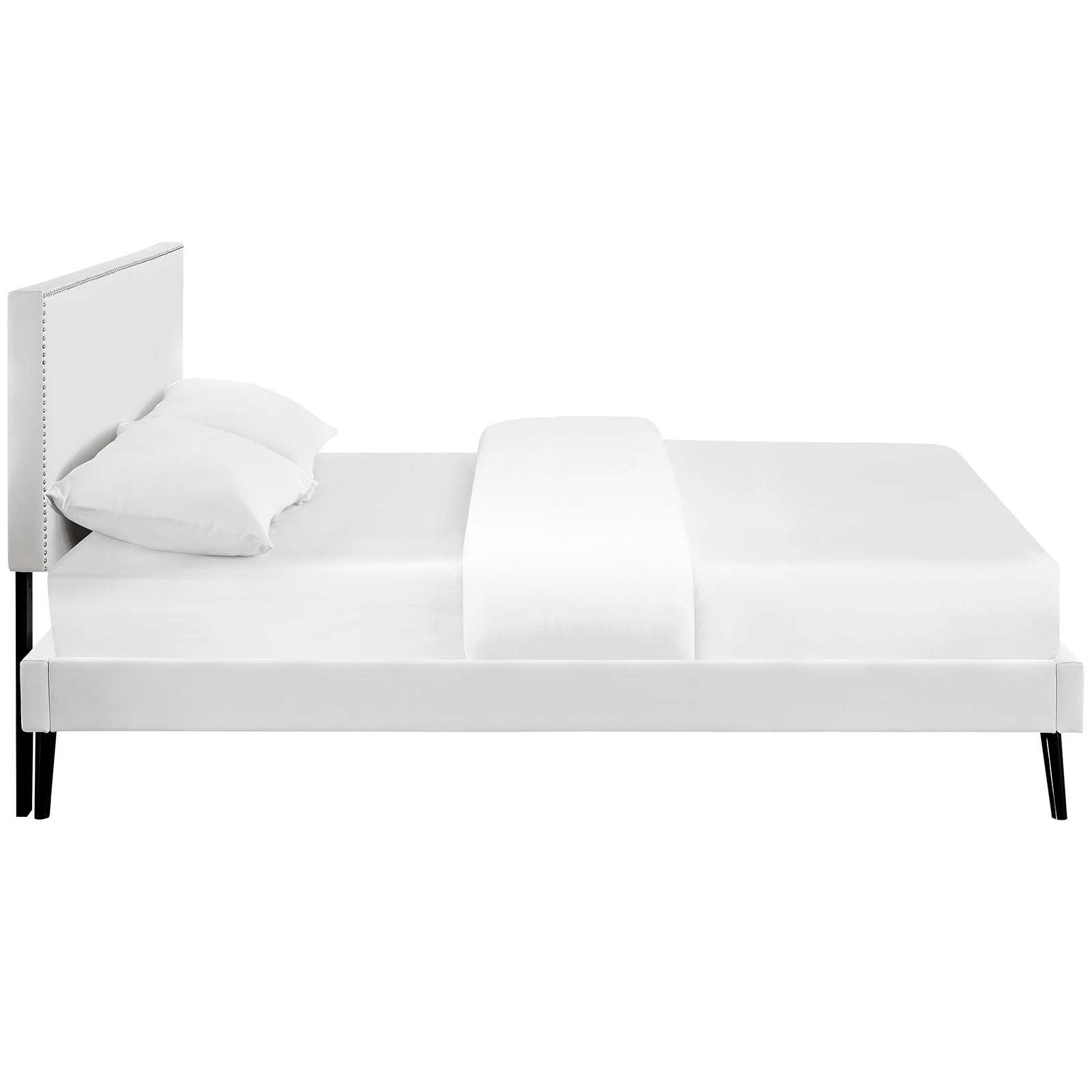 Modway Macie Queen Vinyl Platform Bed with Round Splayed Legs FredCo
