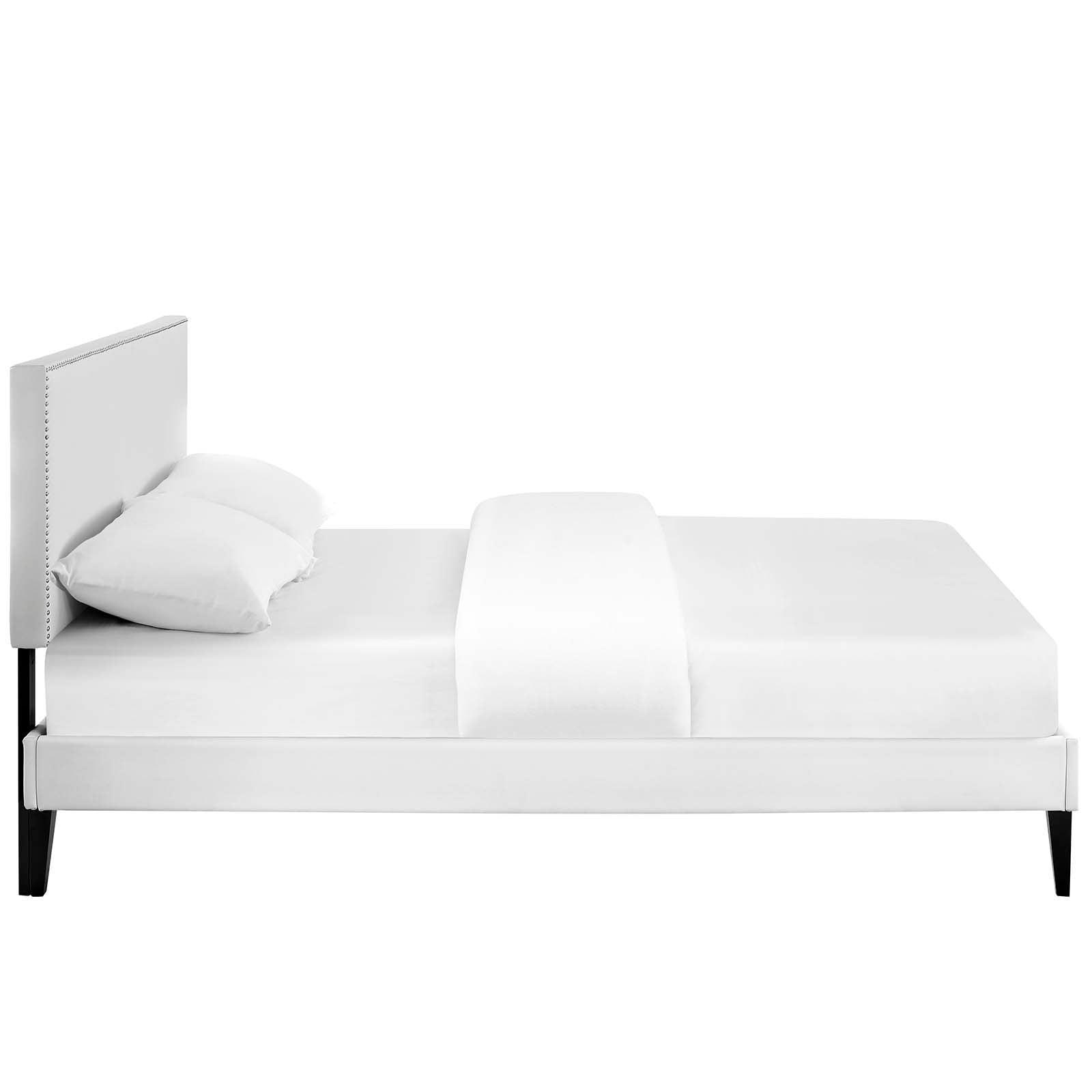 Modway Macie Queen Vinyl Platform Bed with Squared Tapered Legs FredCo