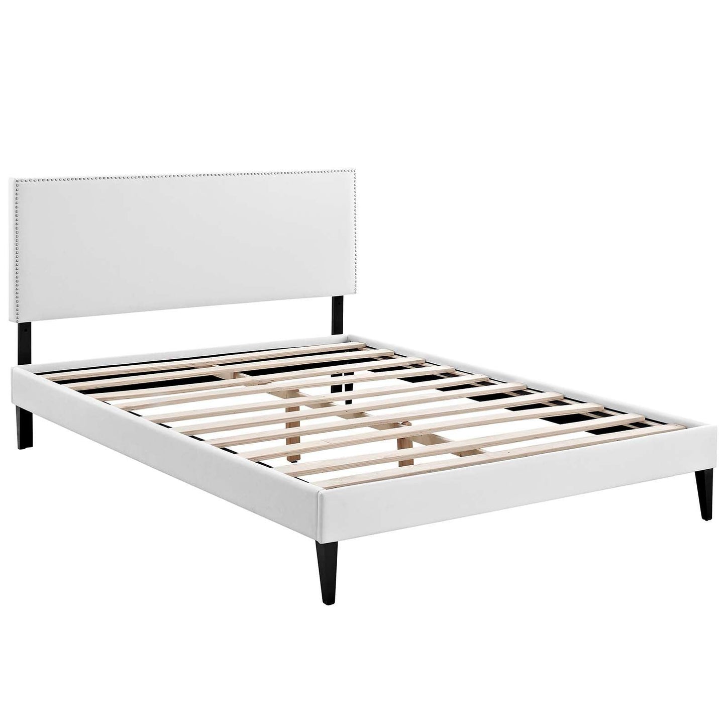 Modway Macie Queen Vinyl Platform Bed with Squared Tapered Legs FredCo