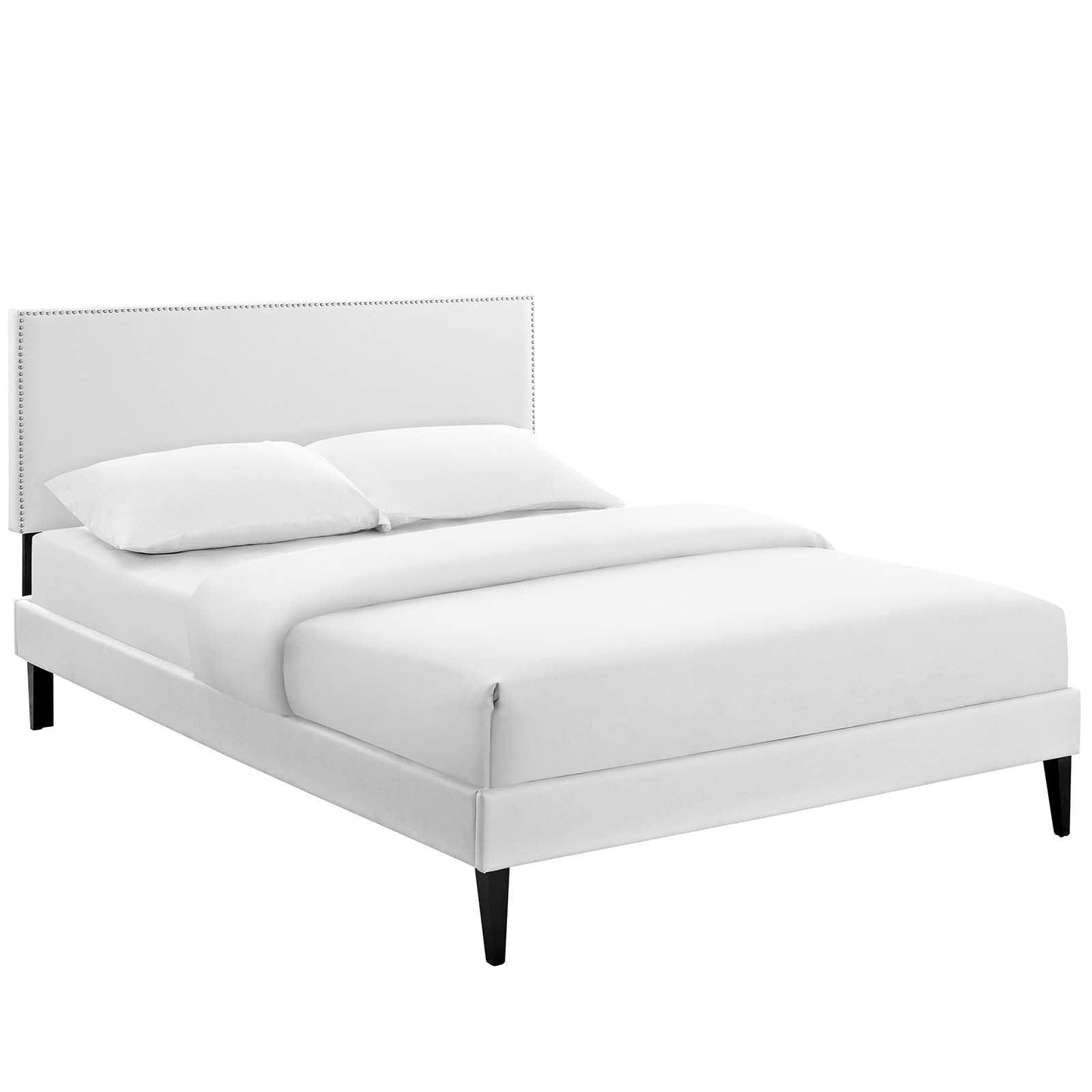Modway Macie Queen Vinyl Platform Bed with Squared Tapered Legs FredCo