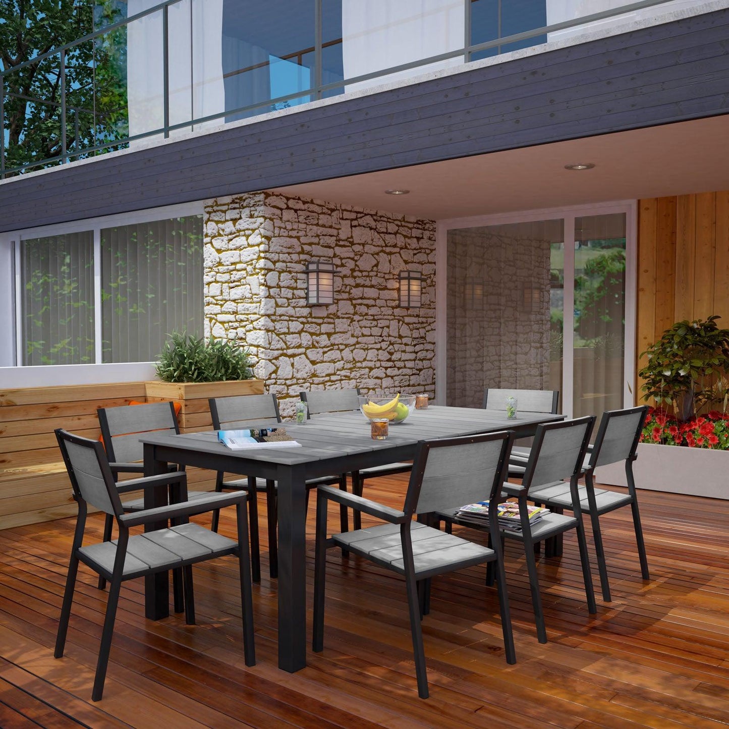 Modway Maine 9 Piece Outdoor Patio Dining Set FredCo