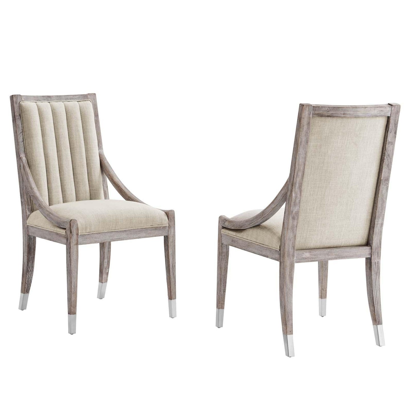 Modway Maison French Vintage Tufted Fabric Dining Armchairs Set of 2 FredCo
