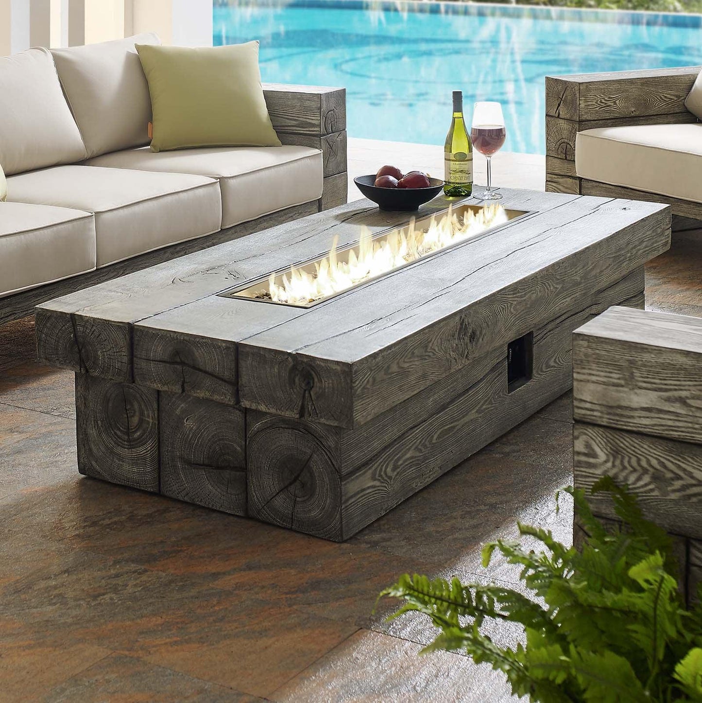 Modway Manteo 70" Rectangular Outdoor Patio Fire Pit Table FredCo