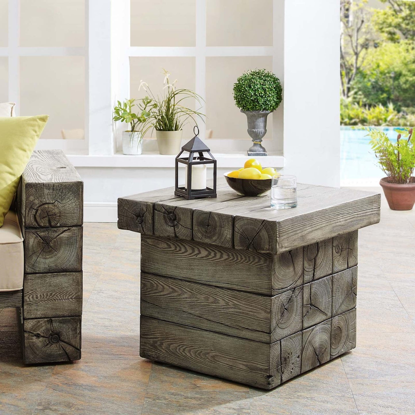 Modway Manteo Rustic Coastal Outdoor Patio Side Table FredCo