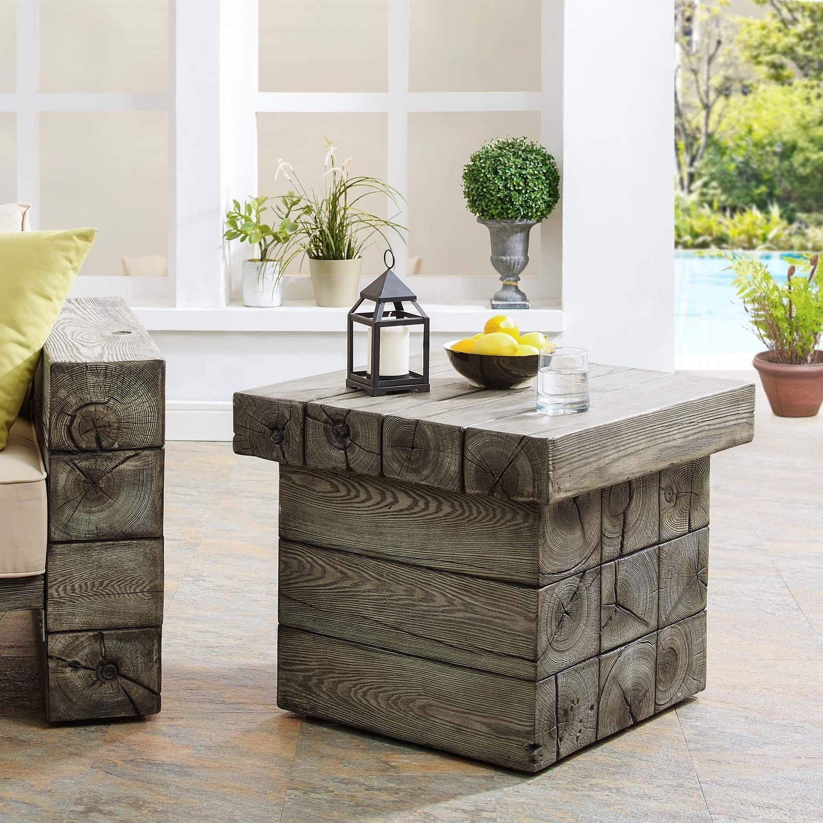 Modway Manteo Rustic Coastal Outdoor Patio Side Table FredCo