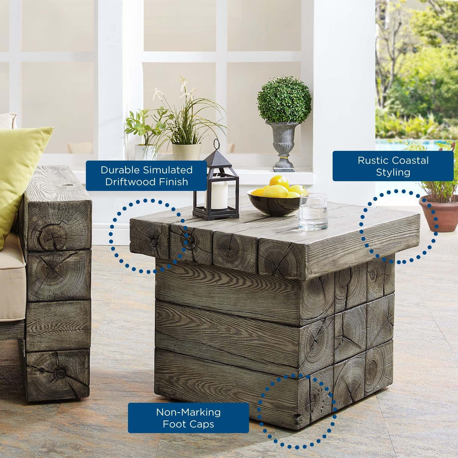 Modway Manteo Rustic Coastal Outdoor Patio Side Table FredCo