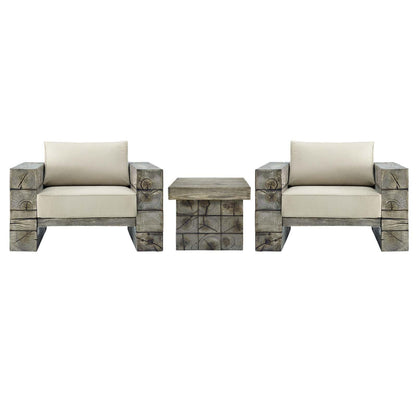 Modway Manteo Rustic Coastal Outdoor Patio Sunbrella® 3 Piece Set FredCo
