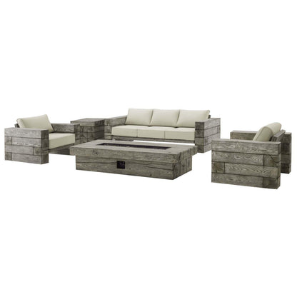 Modway Manteo Rustic Coastal Outdoor Patio Sunbrella® 5 Piece Set FredCo