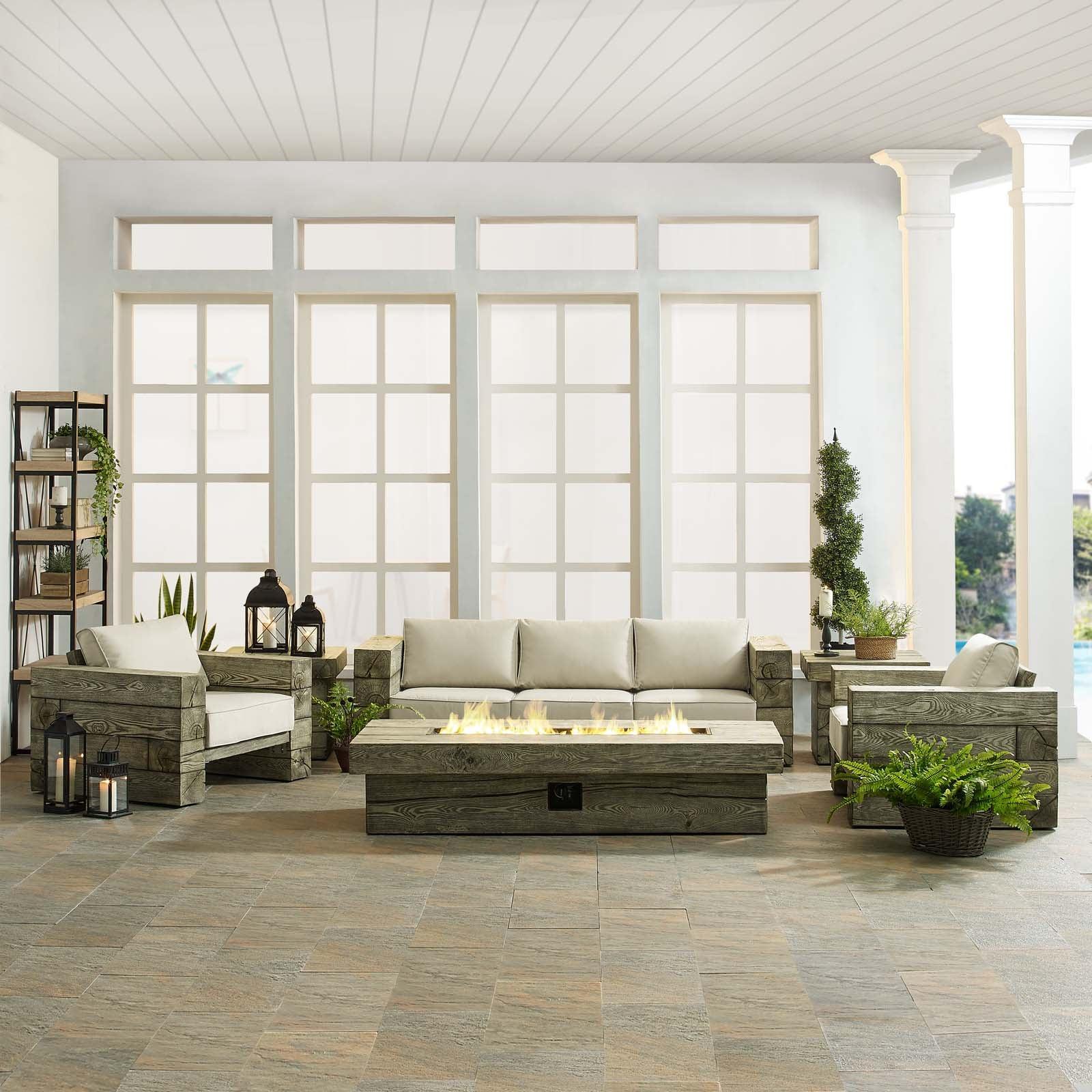 Modway Manteo Rustic Coastal Outdoor Patio Sunbrella® 5 Piece Set FredCo