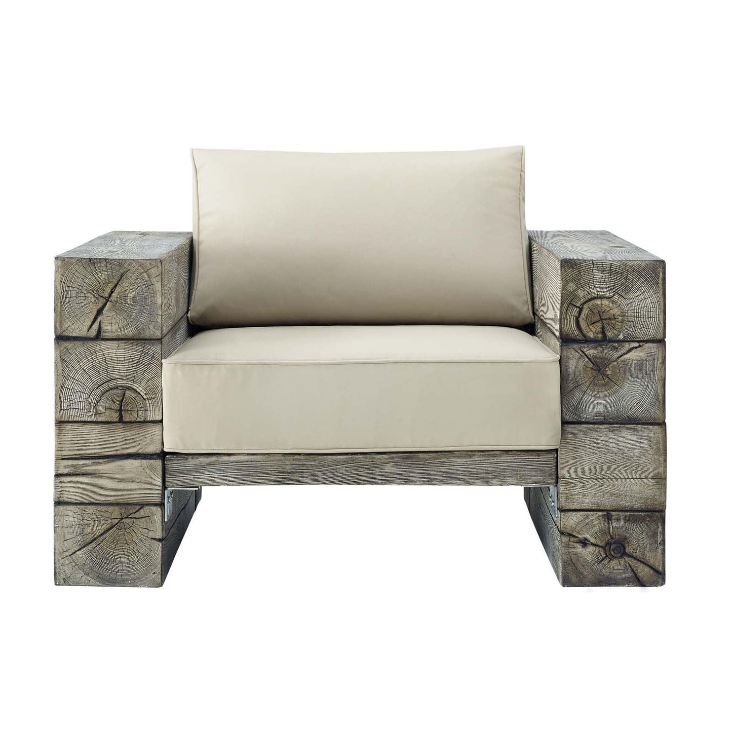 Modway Manteo Rustic Coastal Outdoor Patio Sunbrella® Lounge Armchair FredCo