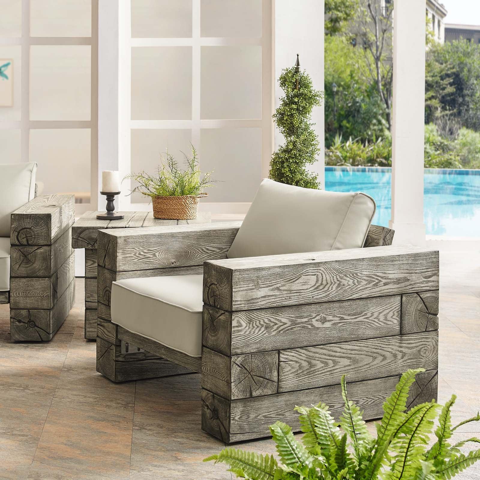 Modway Manteo Rustic Coastal Outdoor Patio Sunbrella® Lounge Armchair FredCo