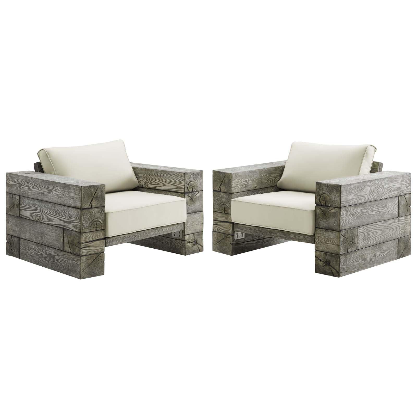 Modway Manteo Rustic Coastal Outdoor Patio Sunbrella® Lounge Armchair Set of 2 FredCo