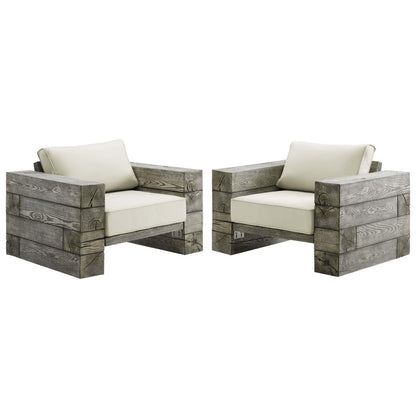 Modway Manteo Rustic Coastal Outdoor Patio Sunbrella® Lounge Armchair Set of 2 FredCo