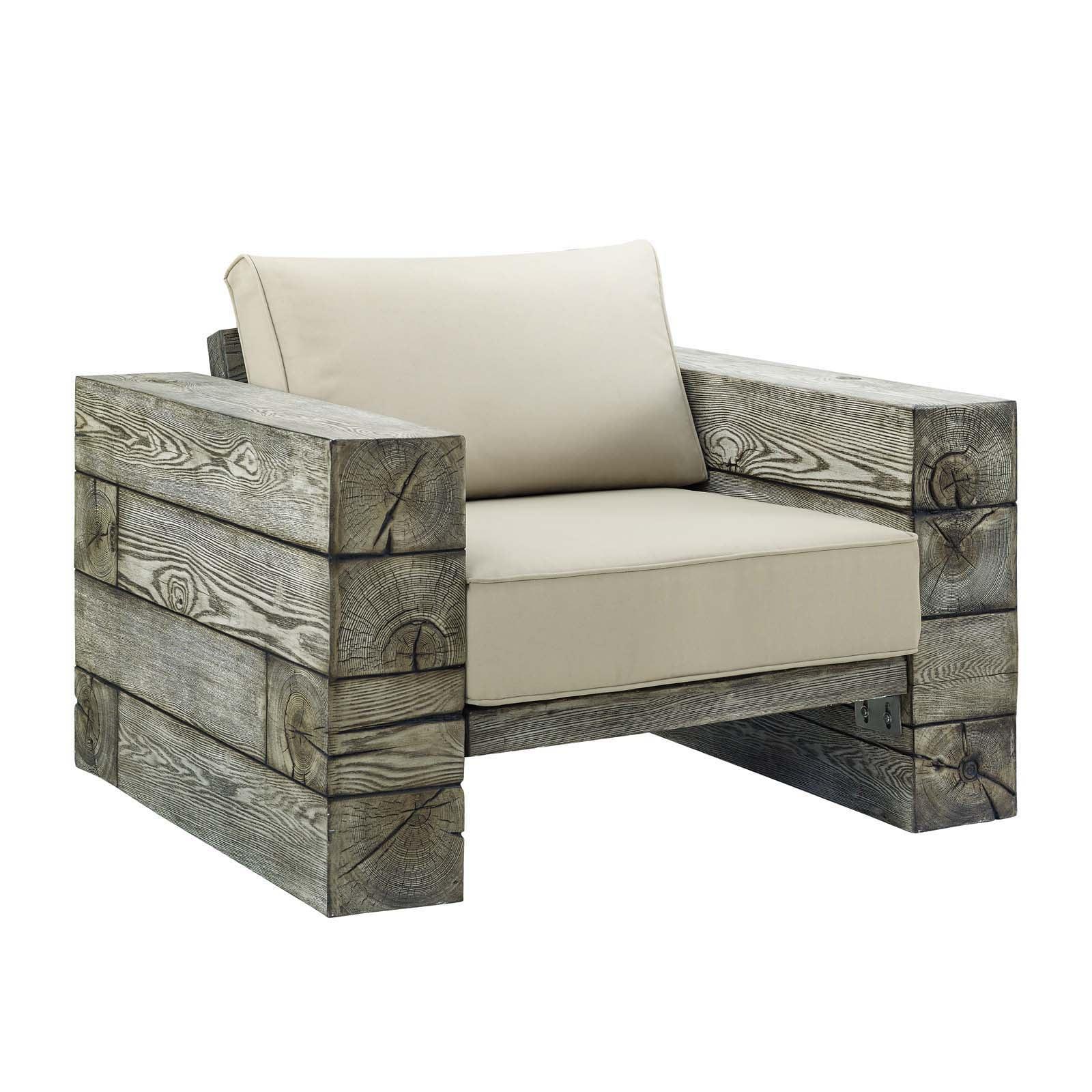 Modway Manteo Rustic Coastal Outdoor Patio Sunbrella® Lounge Armchair Set of 2 FredCo