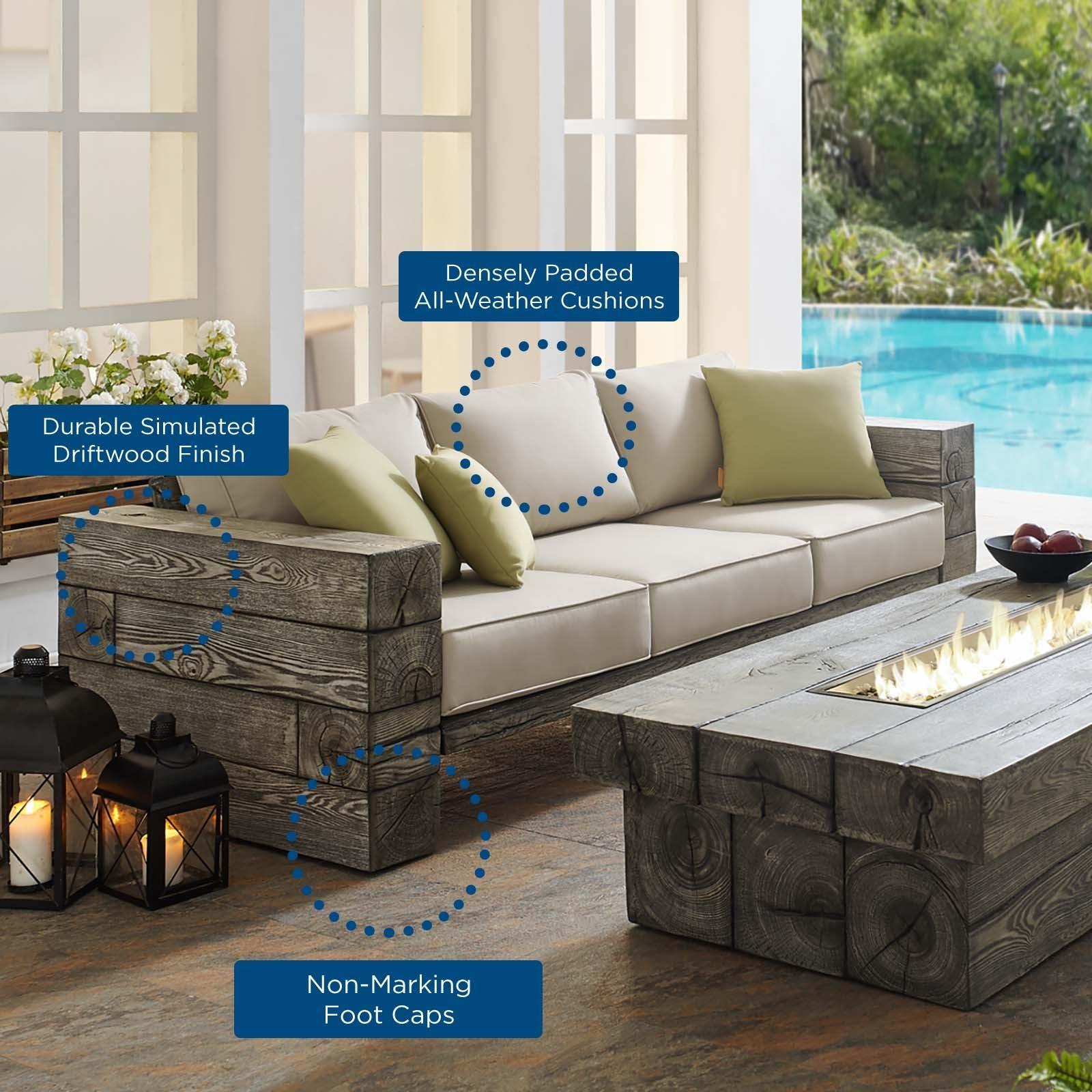 Modway Manteo Rustic Coastal Outdoor Patio Sunbrella® Sofa FredCo