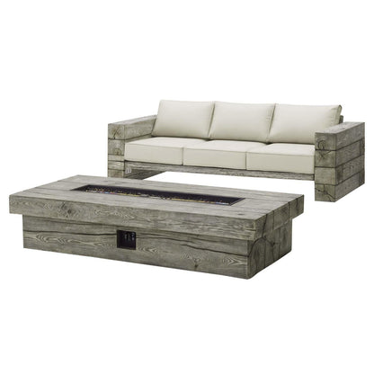 Modway Manteo Rustic Coastal Outdoor Patio Sunbrella® Sofa and Fire Pit Set FredCo