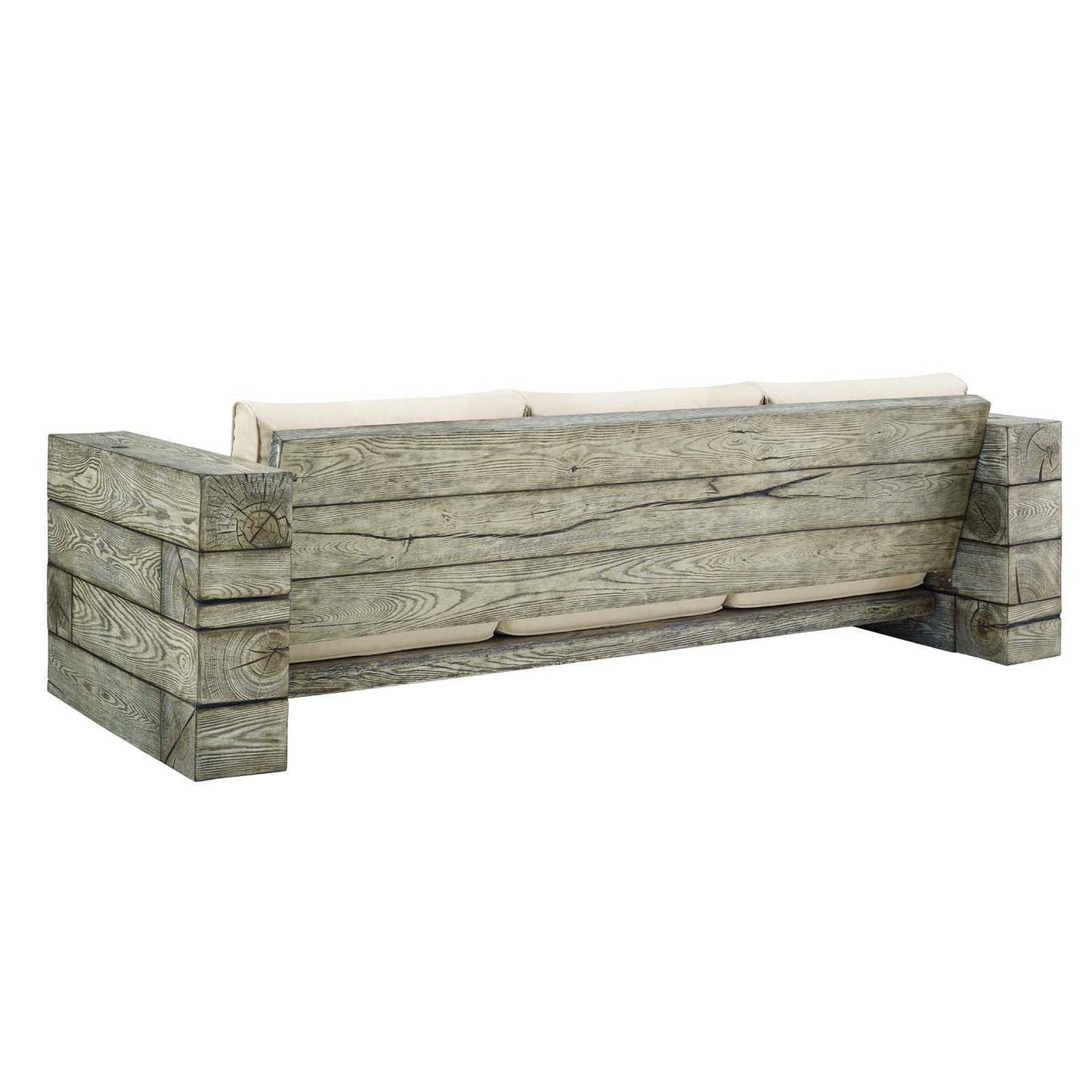 Modway Manteo Rustic Coastal Outdoor Patio Sunbrella® Sofa and Fire Pit Set FredCo
