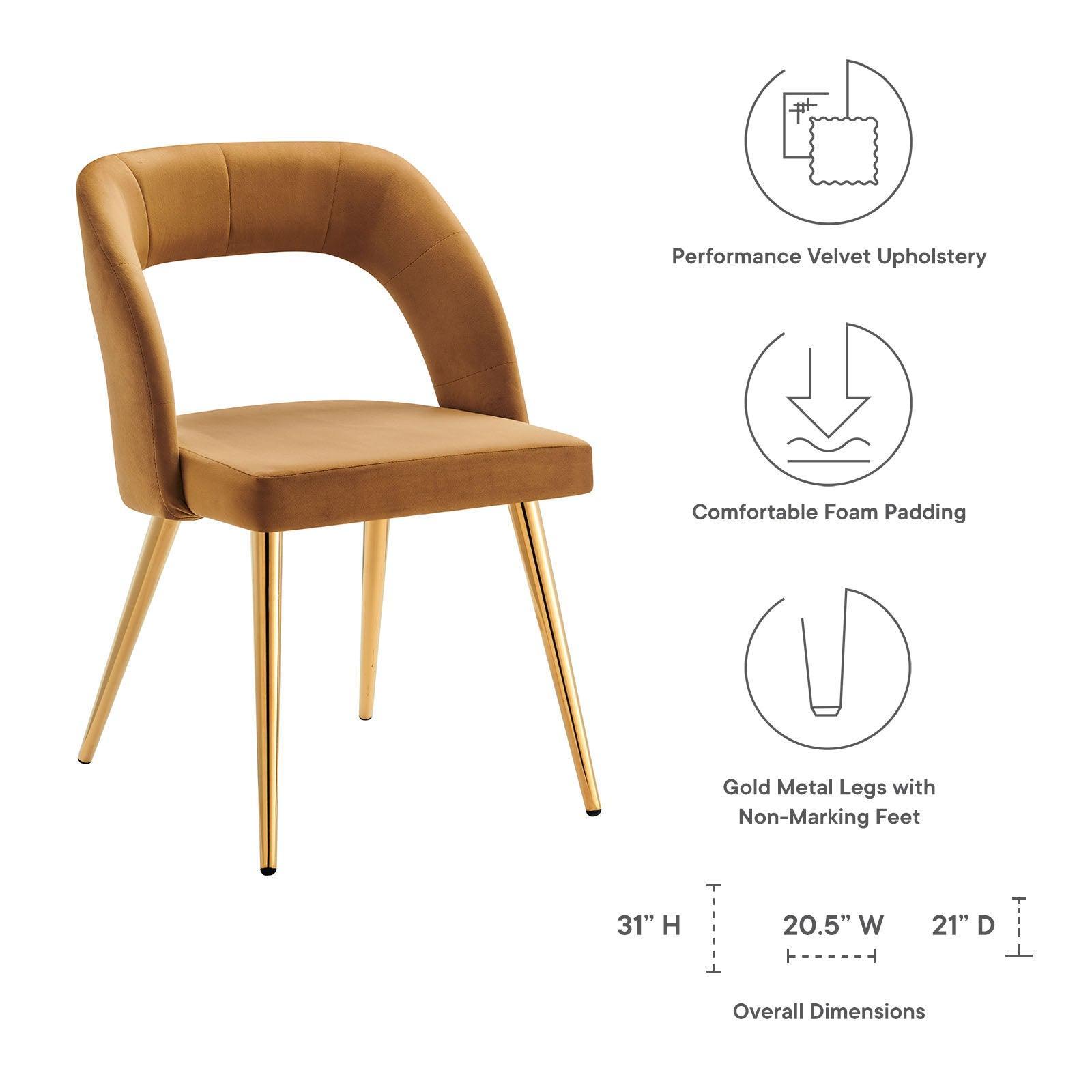 Modway Marciano Performance Velvet Dining Chair Set of 2 FredCo