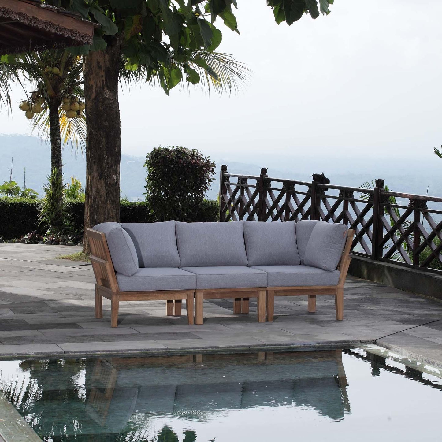 Modway Marina 3 Piece Outdoor Patio Teak Set FredCo