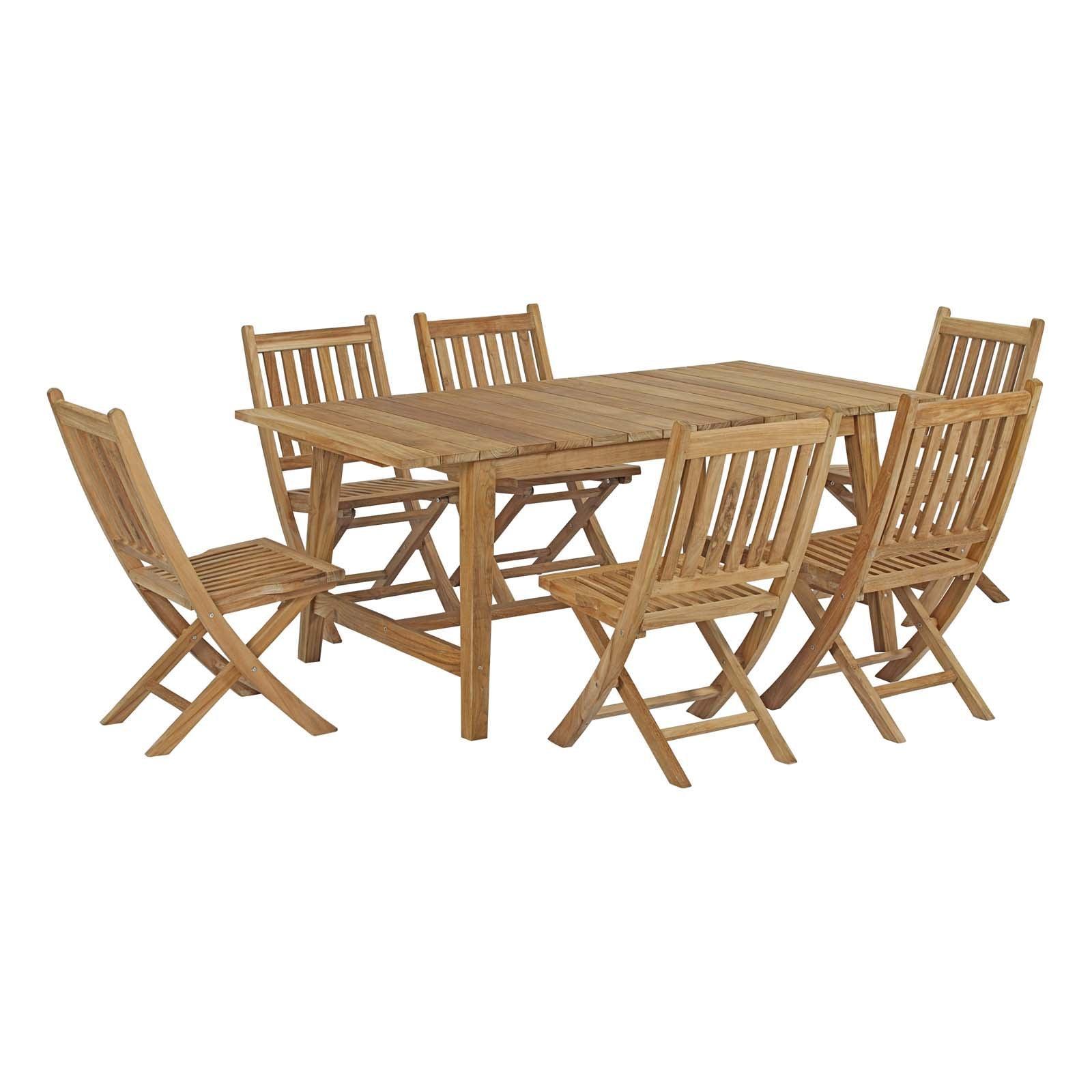 Modway Marina 7 Piece Outdoor Patio Teak Dining Set FredCo