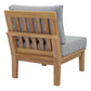 Modway Marina Armless Outdoor Patio Teak Sofa FredCo