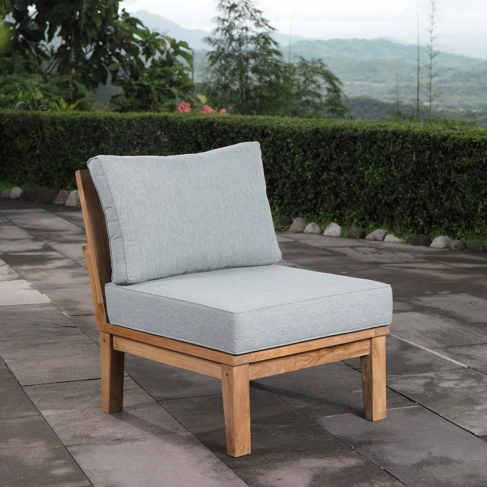 Modway Marina Armless Outdoor Patio Teak Sofa FredCo
