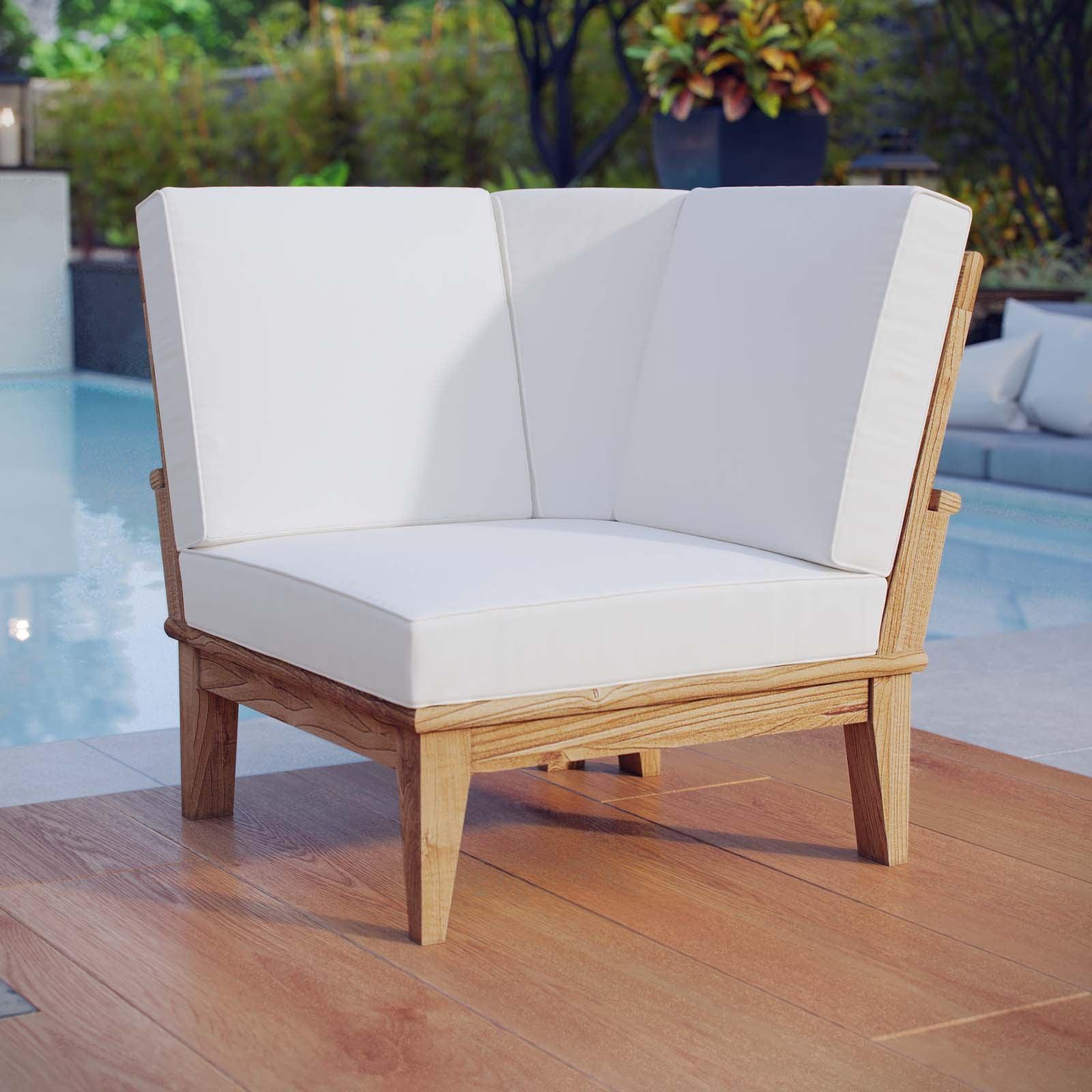 Modway Marina Outdoor Patio Teak Corner Sofa FredCo