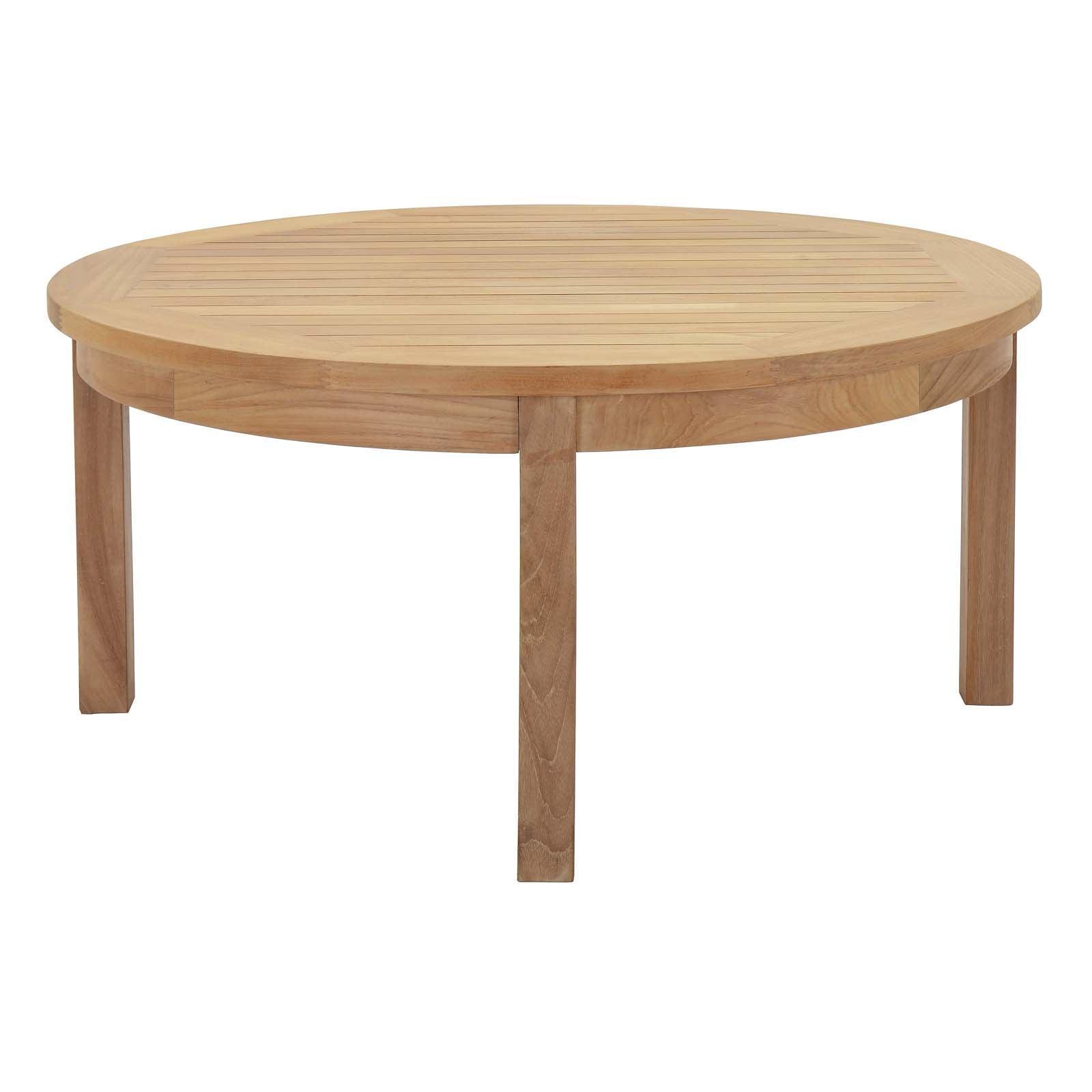 Modway Marina Outdoor Patio Teak Round Coffee Table FredCo