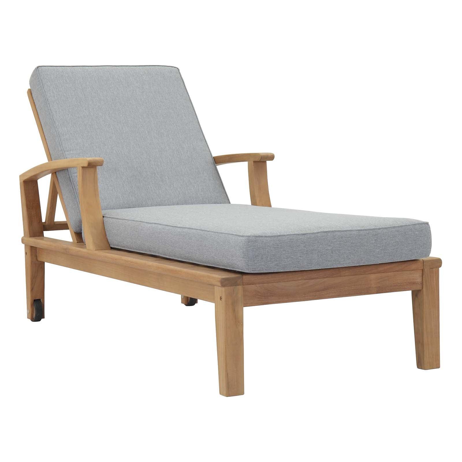 Modway Marina Outdoor Patio Teak Single Chaise FredCo