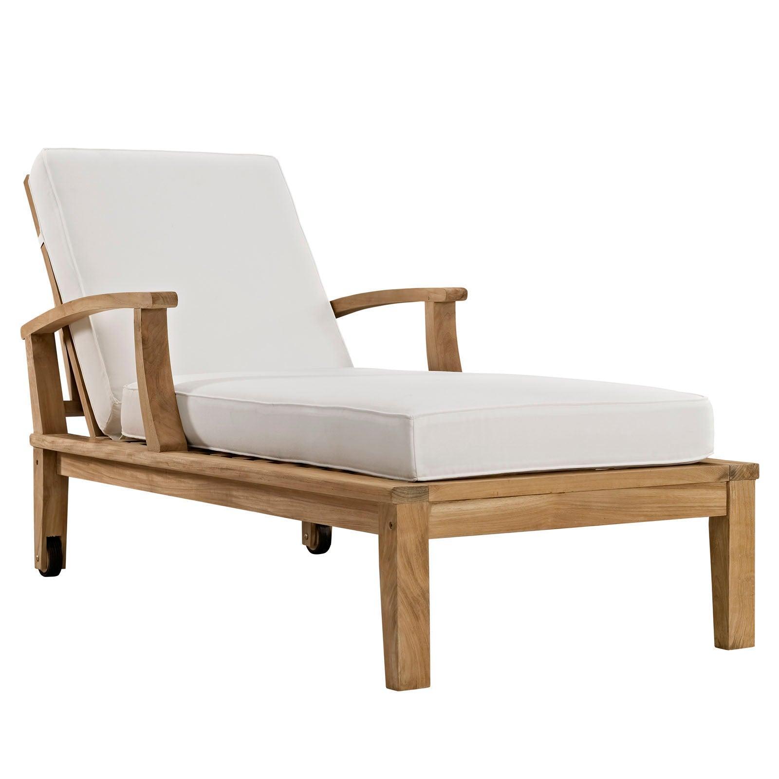 Modway Marina Outdoor Patio Teak Single Chaise FredCo