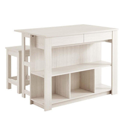 Modway Meadowbrook 3-Piece Kitchen Island and Stool Set FredCo