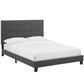 Modway Melanie King Tufted Button Upholstered Fabric Platform Bed FredCo
