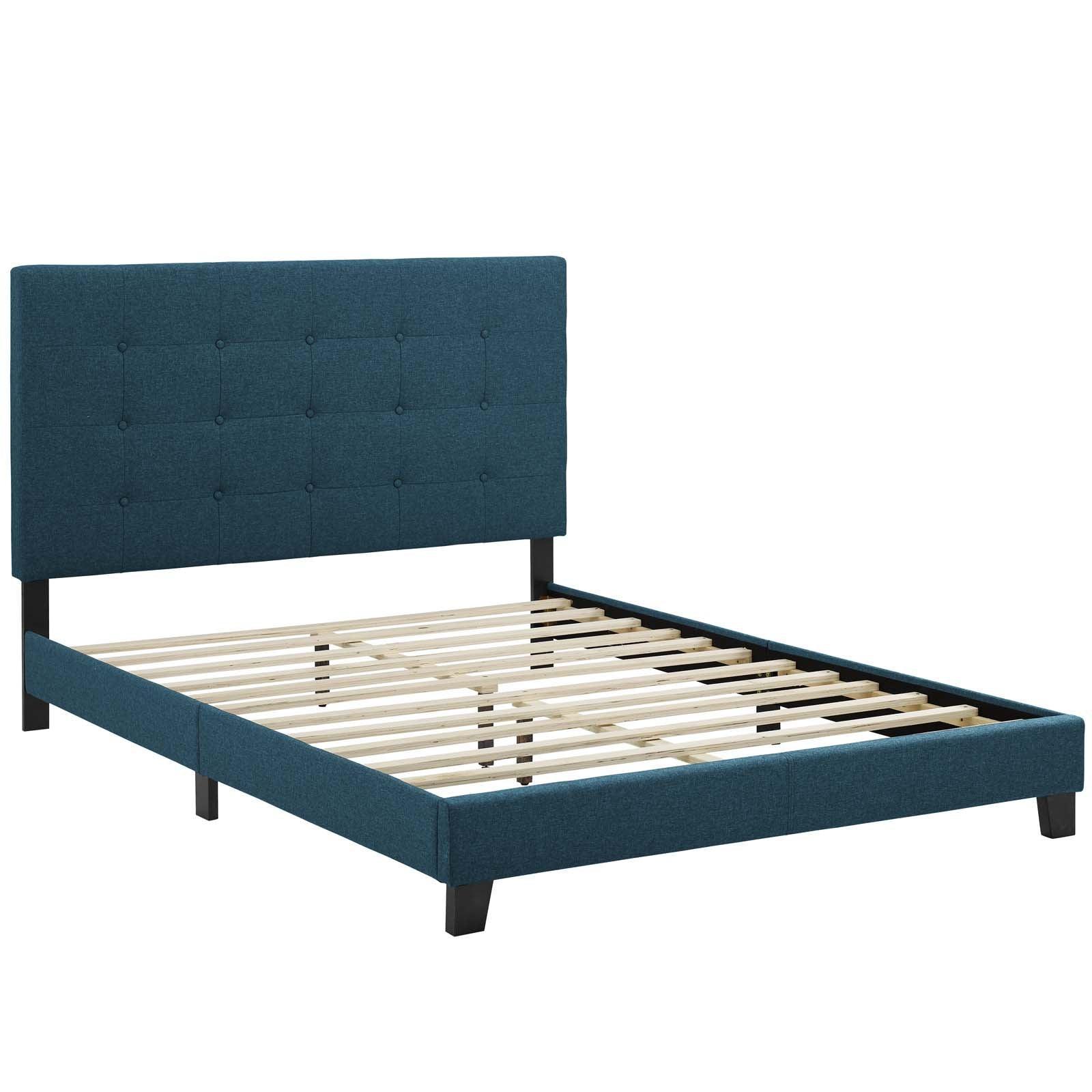 Modway Melanie Queen Tufted Button Upholstered Fabric Platform Bed FredCo